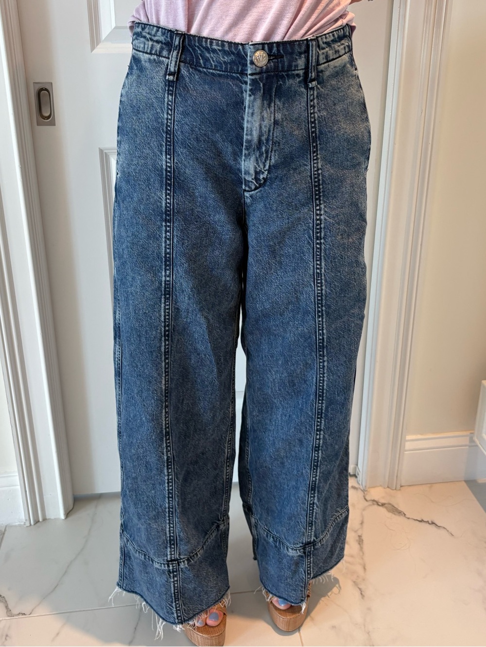 rag & bone Women's Featherweight Arianna Cropped Palazzo Wide-Leg Jeans